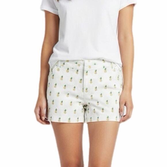 Blue Rain Pants - Blue Rain Women's Pineapple Print Jean Shorts Sz S White Low Rise Stretch Denim